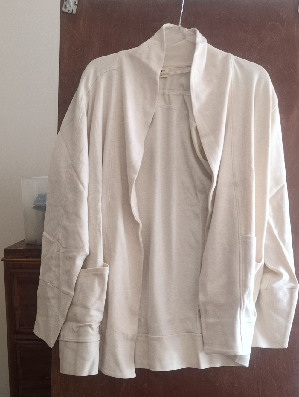 Pact Men's Lightweight Open-Front Jacket in Cream